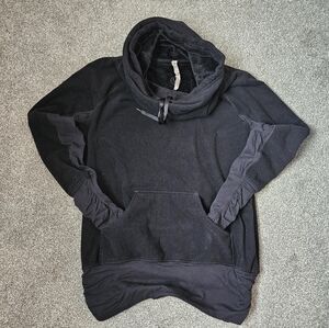 Lululemon Black Fleece Funnel Neck Sweater/jacket Super Cozy Jersey Accents Sz10